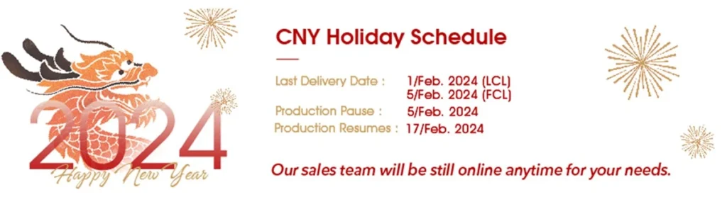2024 CNY Holiday Schedule
